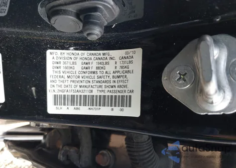 2010 Honda Civic Lx from USA, damaged, VIN 2HGFA1F53AH321108